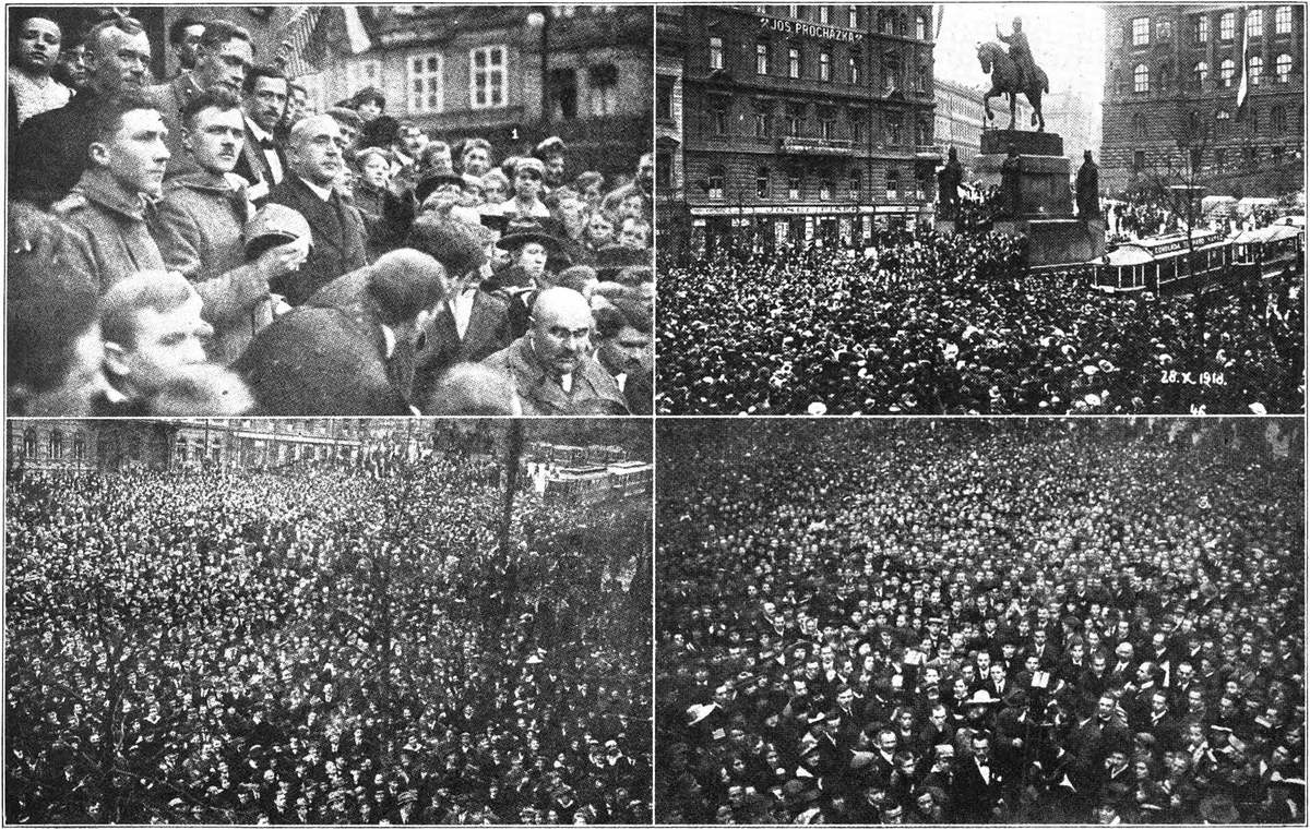 Dobová fotografie zaplněného Václavského náměstí