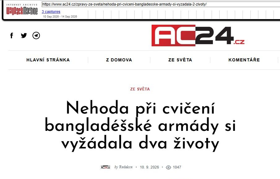 Archivní kopie článku na webu AC24 s titulkem, datem vydání a počtem zobrazení